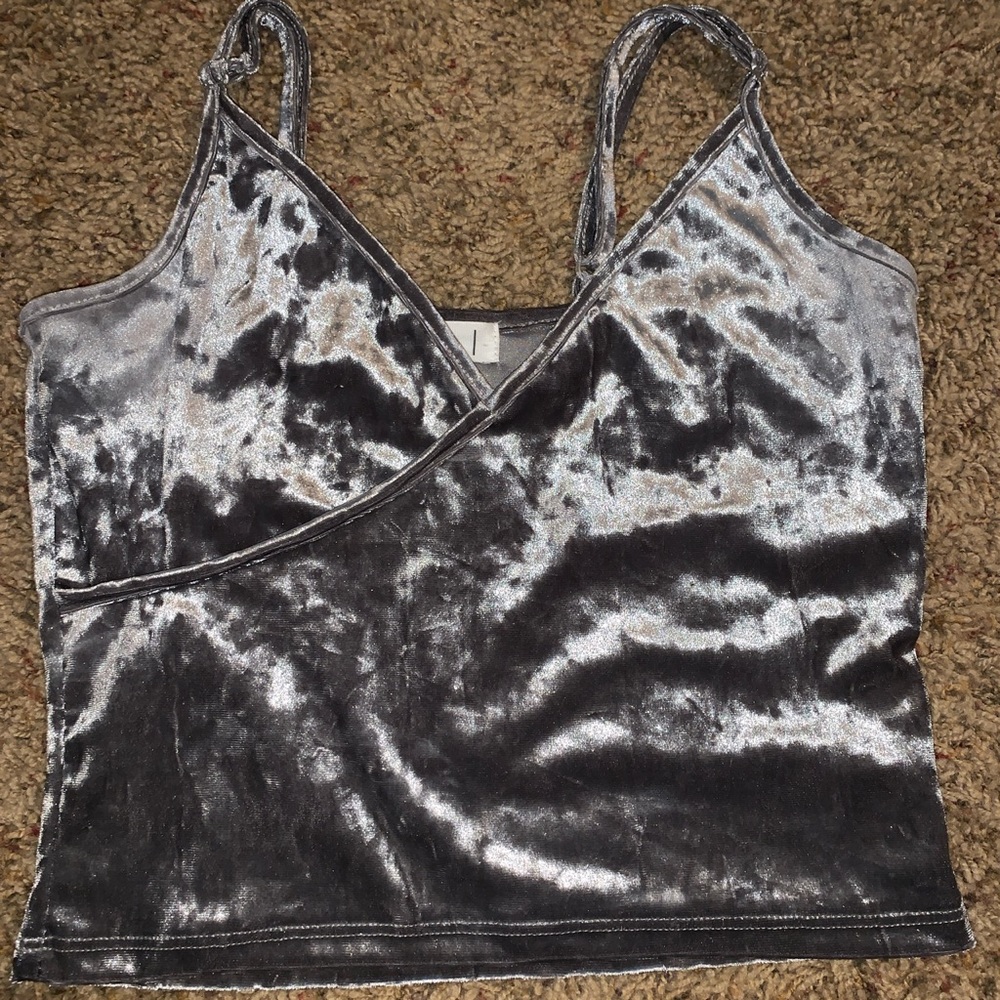 Grey velvet tank top